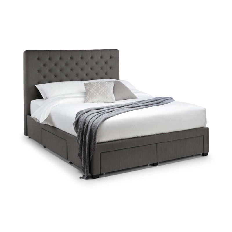 Klimas Upholstered Bed, Double (4'6), Grey