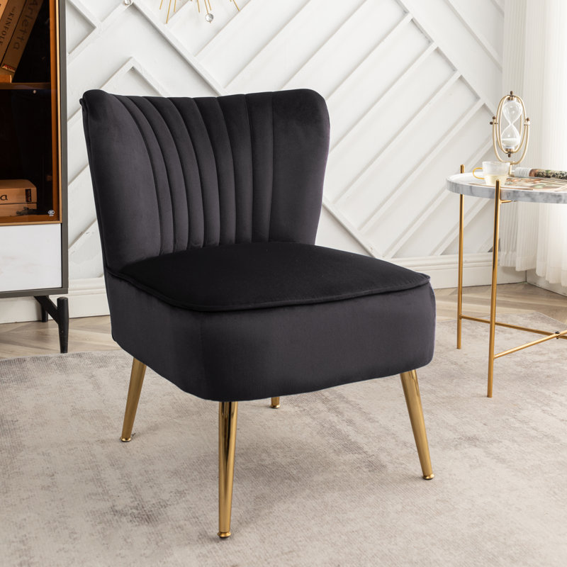 Fauteuil d'appoint en velours Elba, Noir