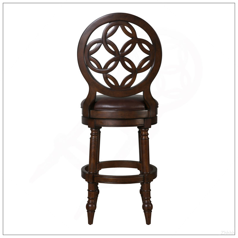 Tabouret 31 "en bois avec dossier et siège pivotant en noyer vieilli, 1 pièce