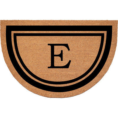 Half Circle Black Border 18 x 30 Monogram Doormat 