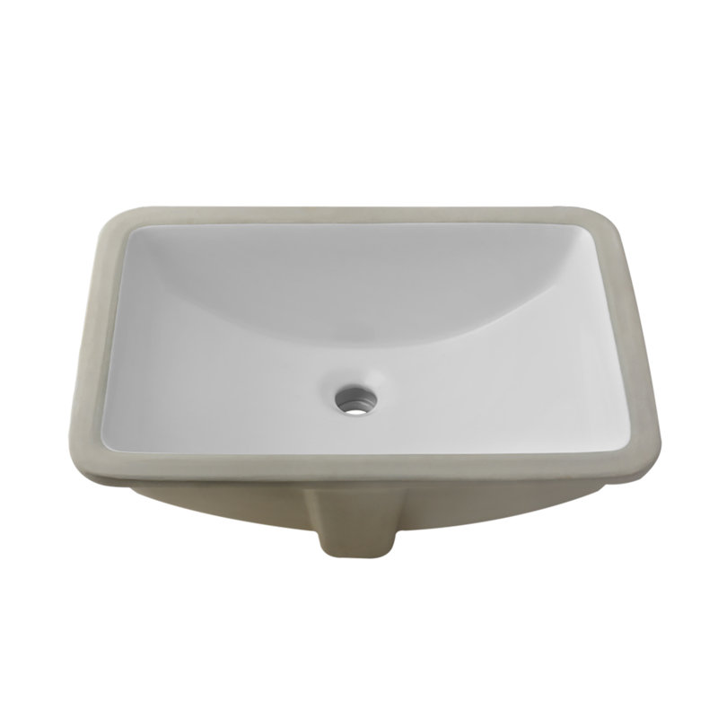 Rectangular Undermount Bathroom Sink, White