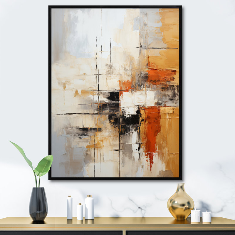 Impressions fractales abstraites orange noir - art mural de grandes fractales, H 44 po x l 34 po, Noir