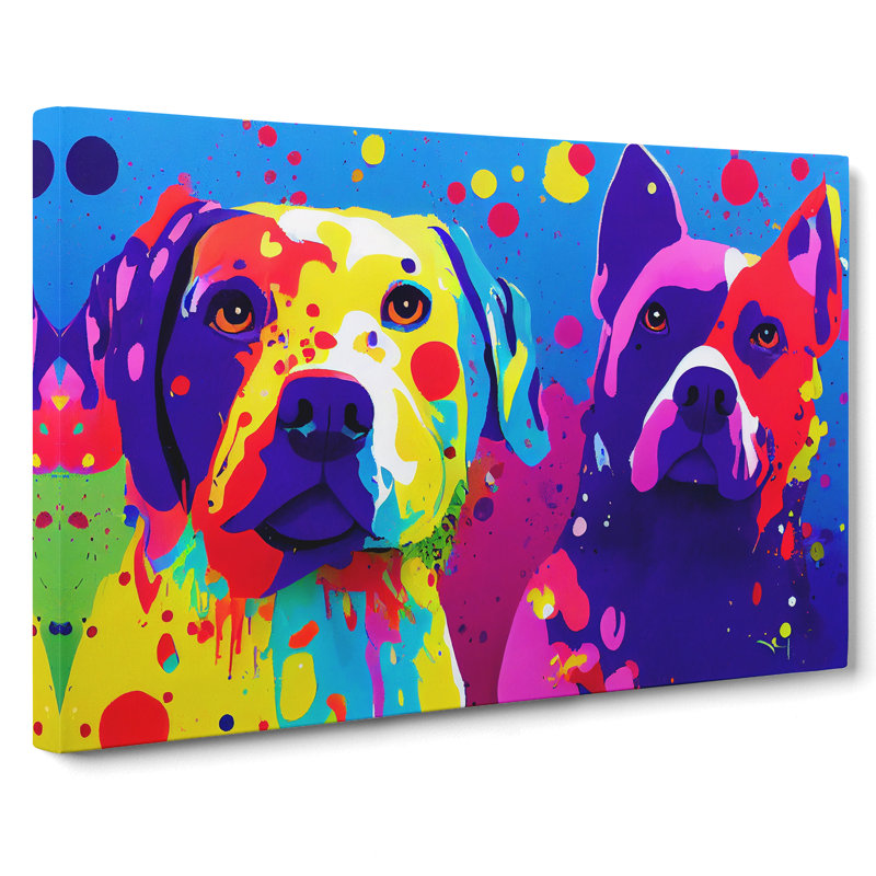Two Painted Dogs Abstract - Wrapped Canvas, 40cm H x 60cm W x 3cm D