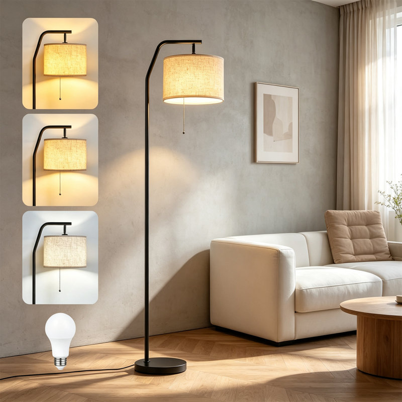 168 H cm Arched Floor Lamp, Black
