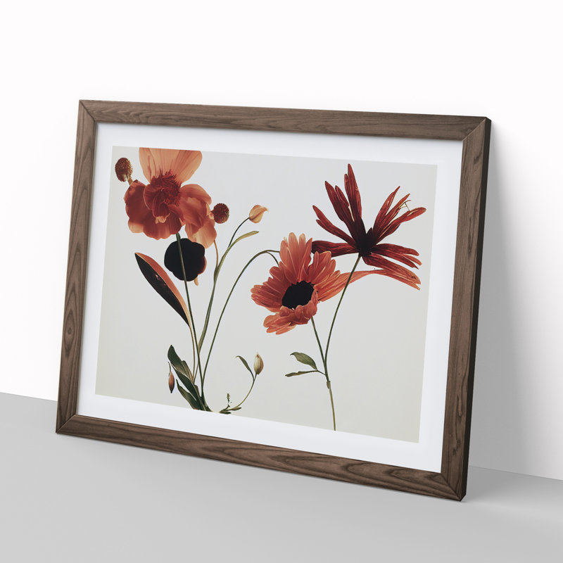 Entrancing Flowers - Framed Print, 46cm H x 64cm W, Walnut