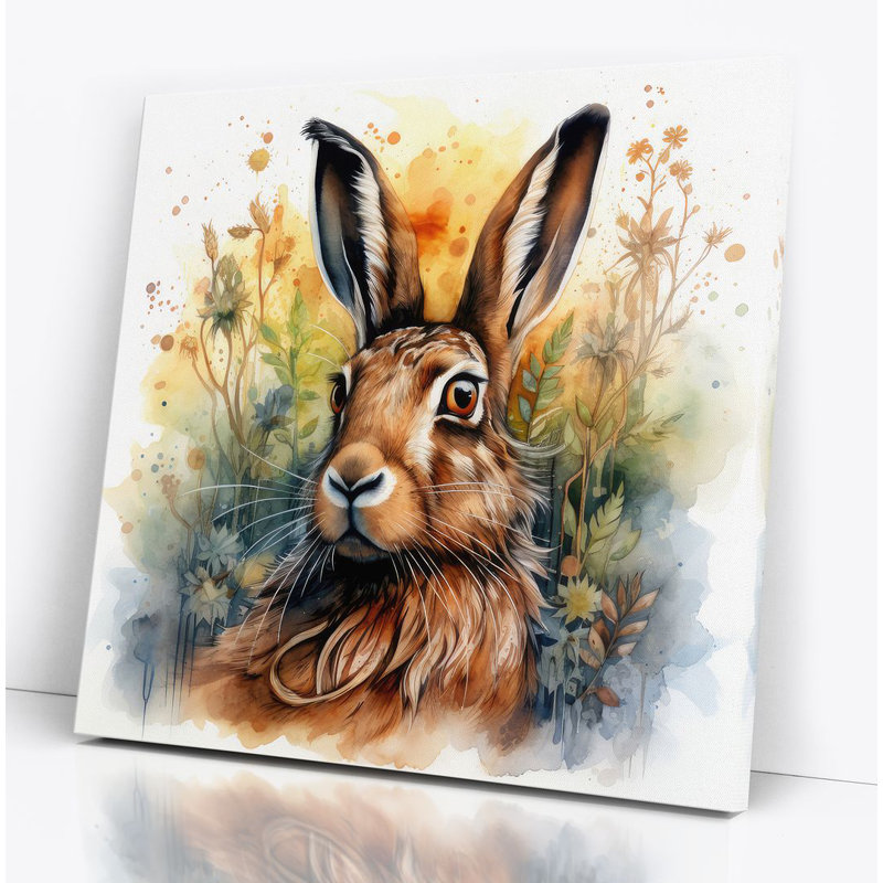 Hare Watercolour Style Canvas Print Wall Art - Wrapped Canvas Art Prints