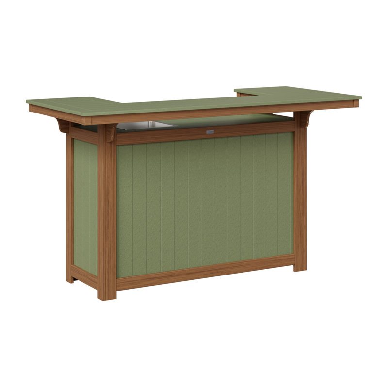 Outdoor Rectangle Bar Table, Antique Mahogany, Sage