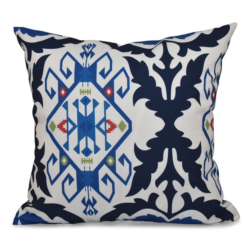 Happy Hippy Geometric Reversible Throw Pillow, Navy Blue, 20" H x 20" W