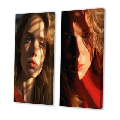 «Coral Chronicles Woman Portrait», ensemble de 2 reproductions d'art sur toile
