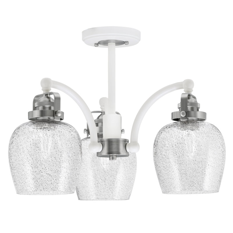 Verre à bulles semi-encastré 3 lumières Easton, Blanc / nickel brossé