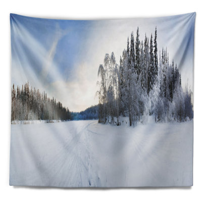 Photographie hiver champ paysage tapisserie