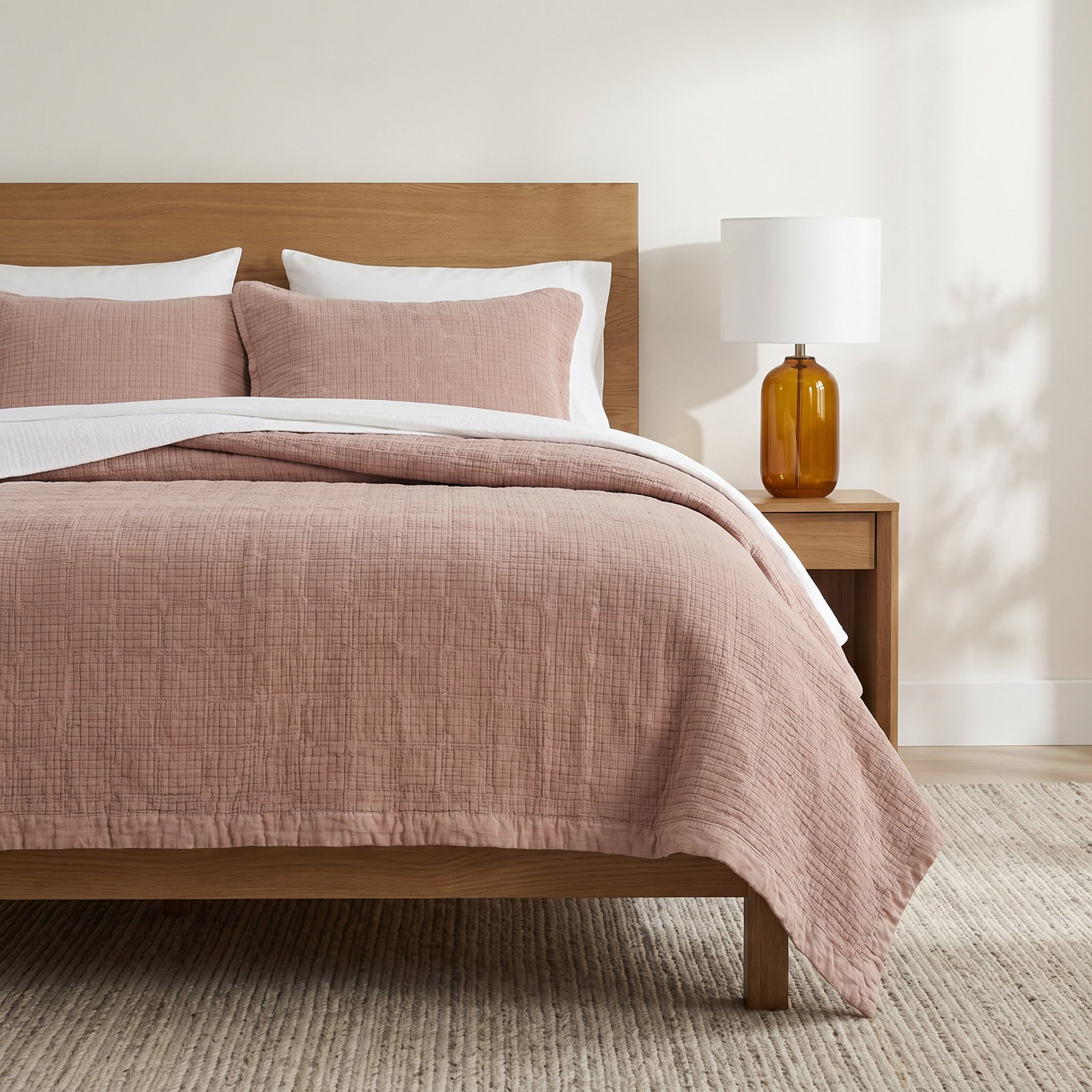 Crinkle Cotton Quilt Set, Terracotta Clay, King Quilt + 2 King Shams