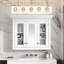 Armoire de salle de bain 35 po avec miroir et 5 tablettes réglables, armoire de rangement murale avec portes en verre, blanc