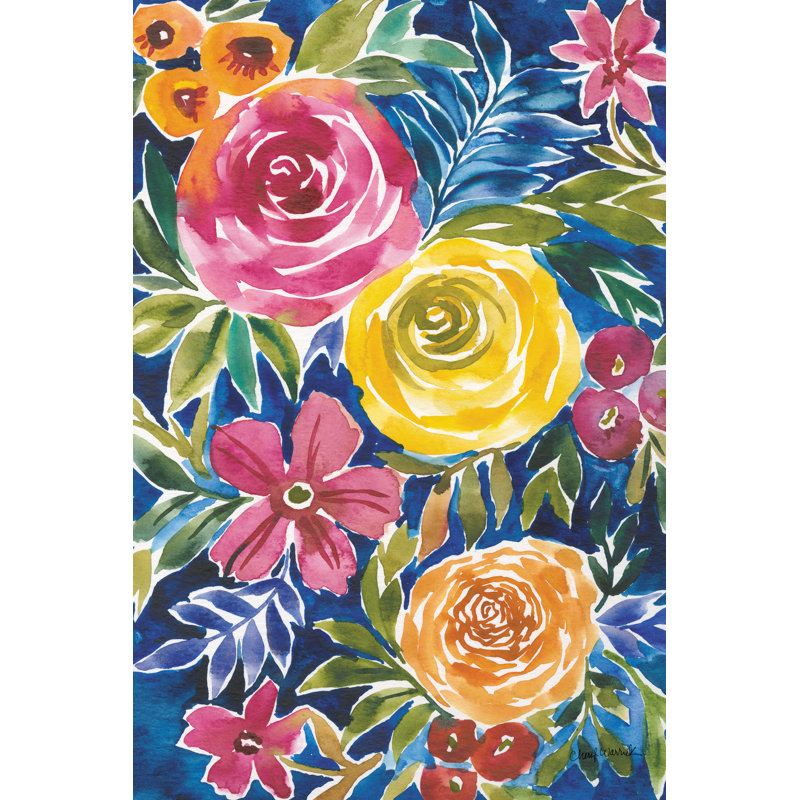 «Flower Patch I» par Cheryl Warrick - reproduction, H 18 po x l 12 po, Toile tendue