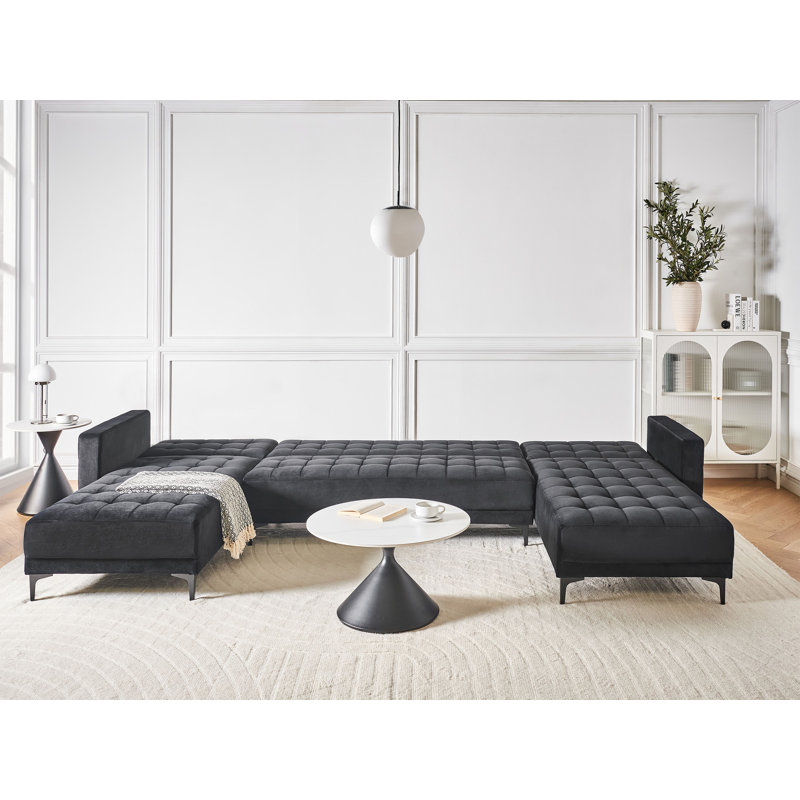 Aliyha 5 Seater Velvet Sofa Bed, Black