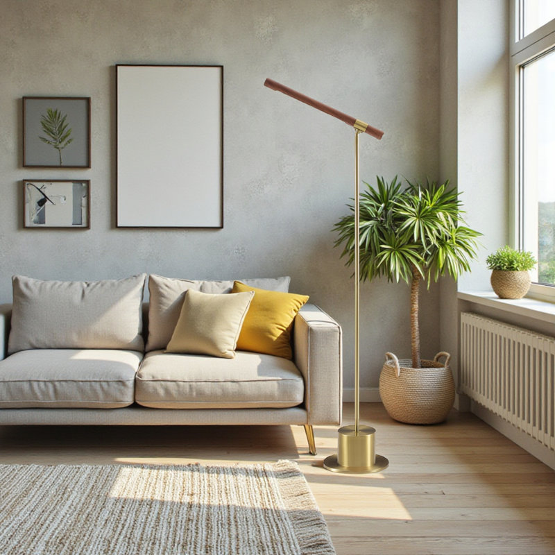 Lampe sur pied à abat-jour en métal de style contemporain H 65 po Theo