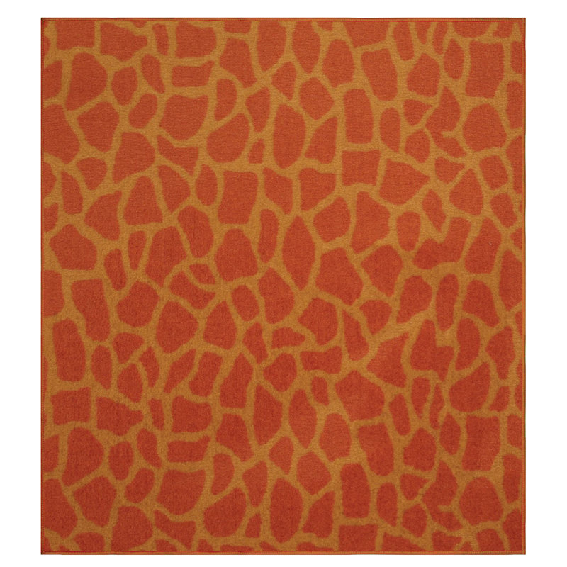 Tapis orange à imprimé animal, Carré 12 po