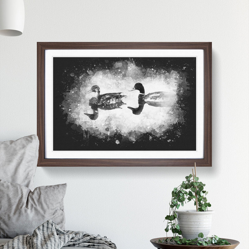 Mallard Ducks - Picture Frame Painting Print, 24cm H x 33cm W x 2cm D, Walnut Framed