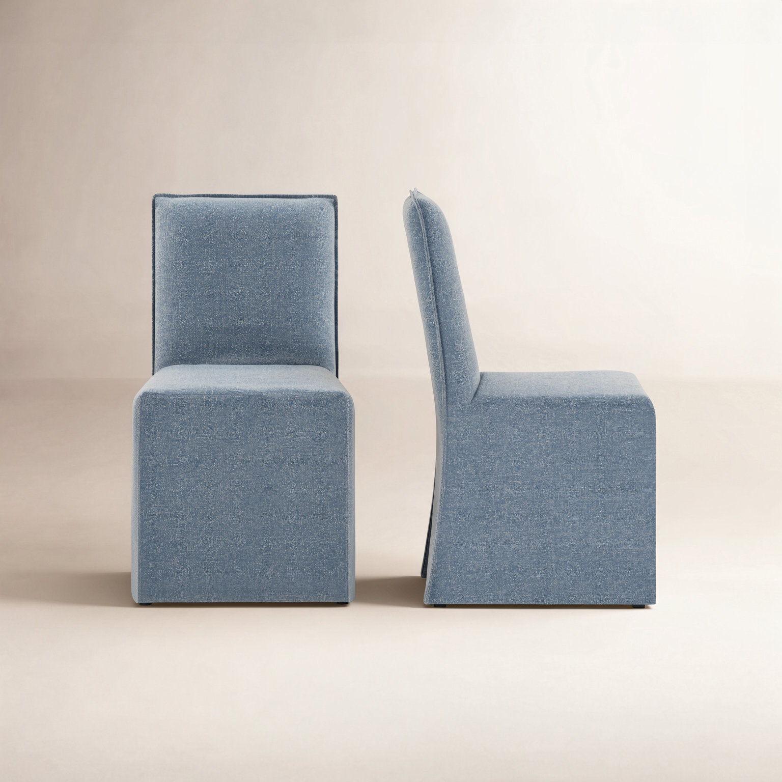 Catalan Linen Parsons Dining Chair, Capri Blue