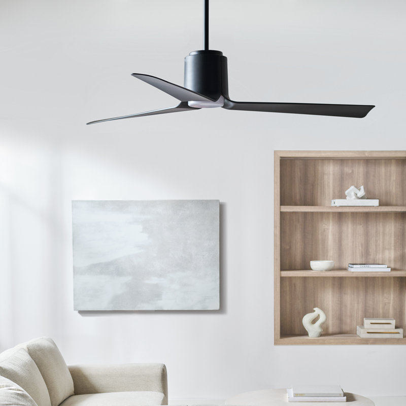 Visual Comfort Fan Peel Smart 52 LED Indoor Ceiling Fan with Threaded Downrod, Midnight Black ABS blades and Handheld Remote