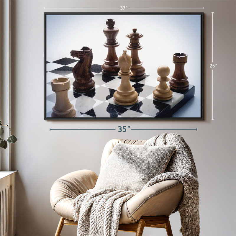 "Pièces d'art sur le jeu d'échecs", H 25 po x l 37 po