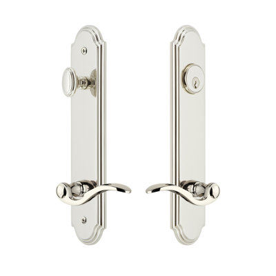 Arc Tall Plate Complete Entry Set with Single Cylinder Deadbolot and Bellagio Lever