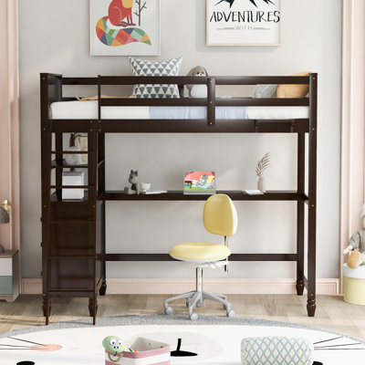 Lit mezzanine simple avec tiroirs et bureau