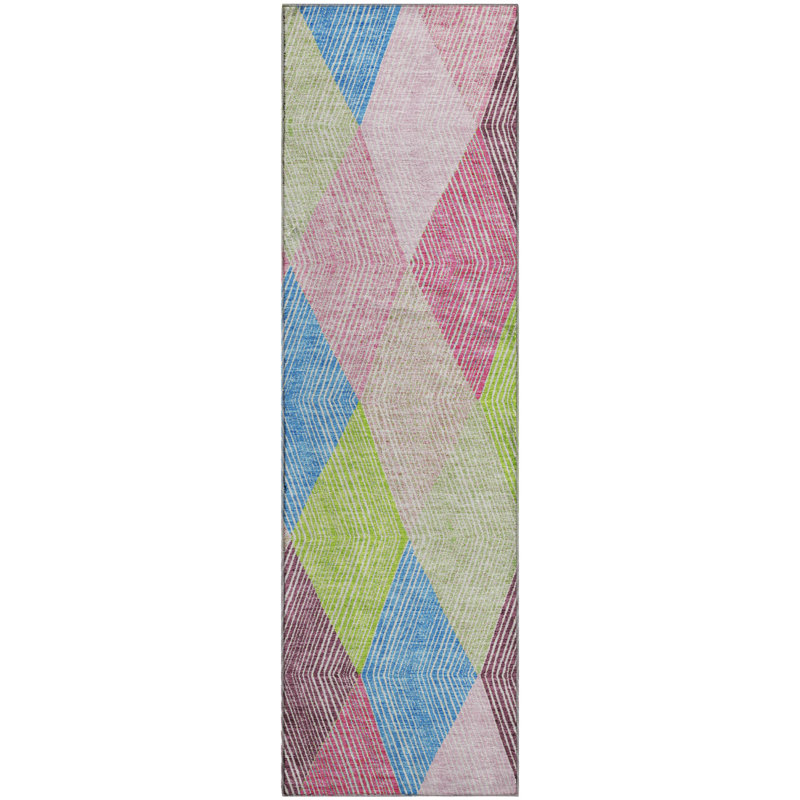 Premium Machine Washable Prisco Pink Rug, Runner 2'3" x 7'6"