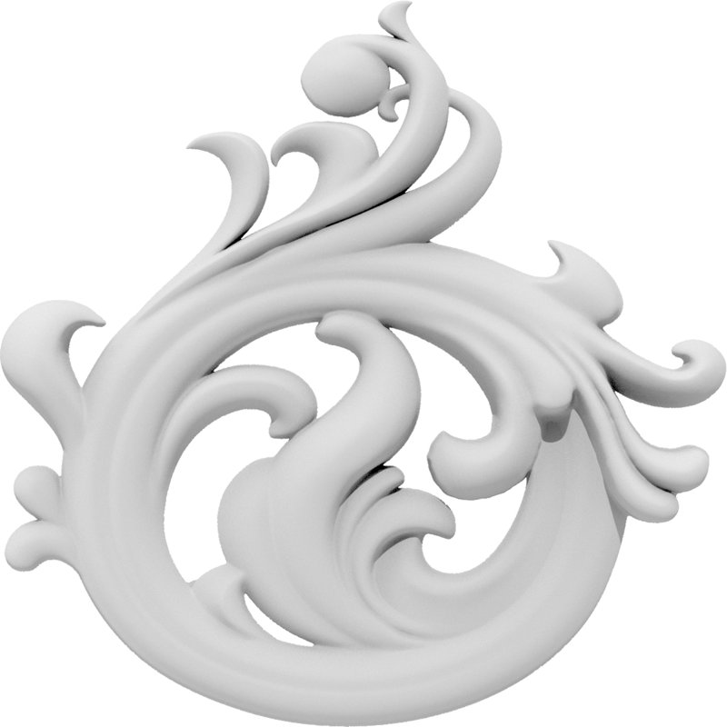 Fayette H W D Composite Rosette Applique, 6" H x 6" W x .75" D, Left