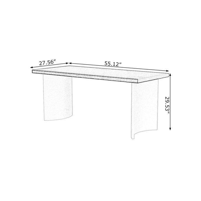 Bureau rectangulaire en bois massif noir, H 29,53 po x l 55,12 po x P 27,56 po