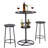 3 Piece Bar Table and Chairs Set for 2, Round Pub Dining Table Set with 2 Bar Stools, 36.2" Bar Height Bistro Table with Storage Shelves, Space Saving Kitchen Island Breakfast Nook Table Set for Apartment-1604789736