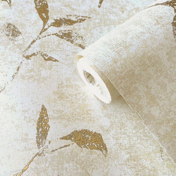 Elegance 10m x 53cm Textured Wallpaper Roll, Gold