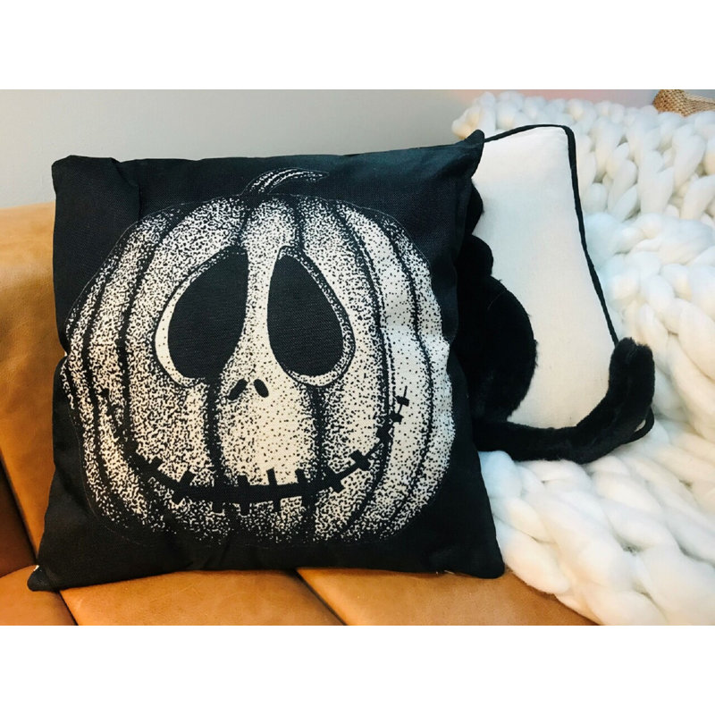 Housse et insert de coussin carré Jack O Lantern