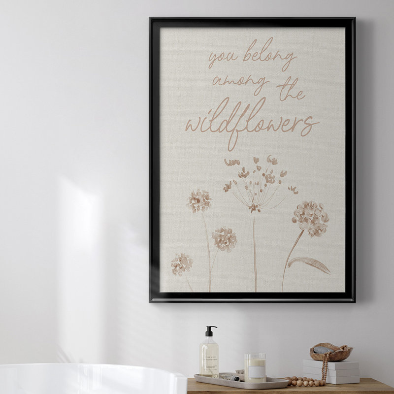 Toile encadrée de qualité supérieure Wildflowers - prête à être accrochée, H 36,5 po x l 26,5 po, Noir