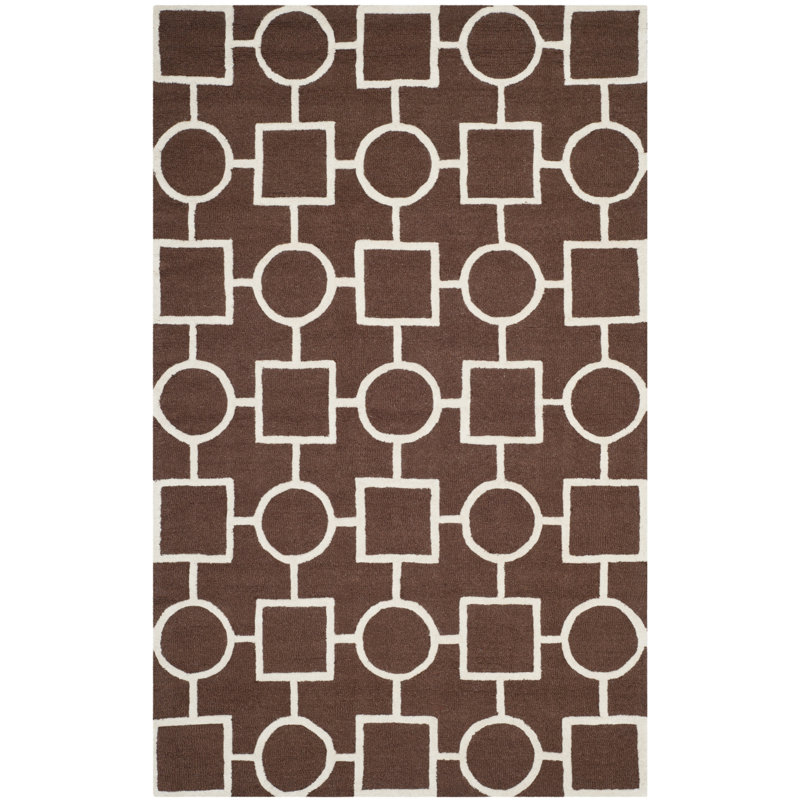 Deedgra Hand Tufted Wool Geometric Rug, Rectangle 8' x 10'