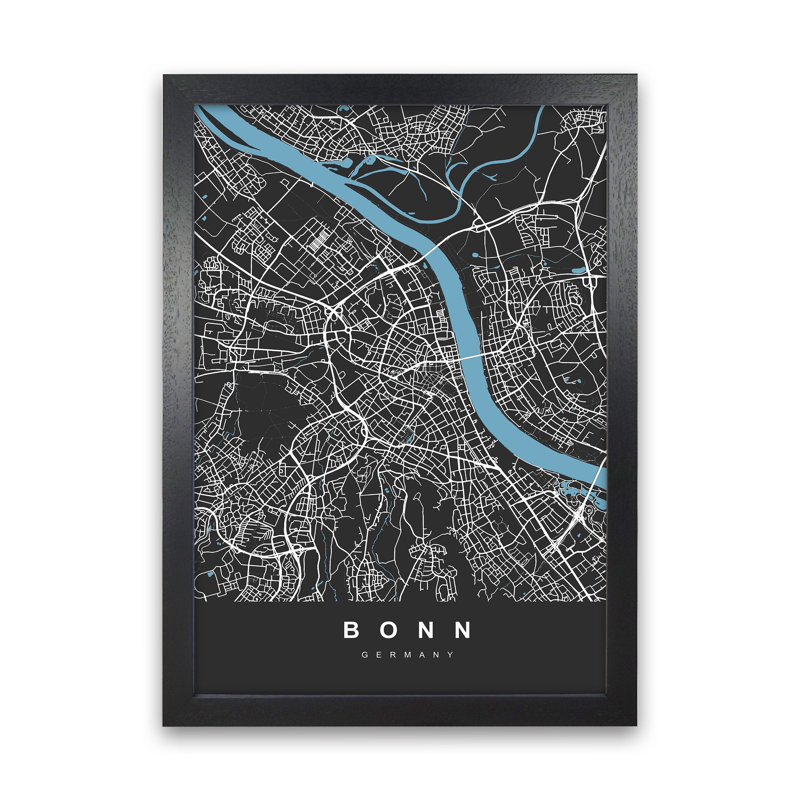Bonn - Print, 46cm H x 34cm W x 3cm D, Black Paper