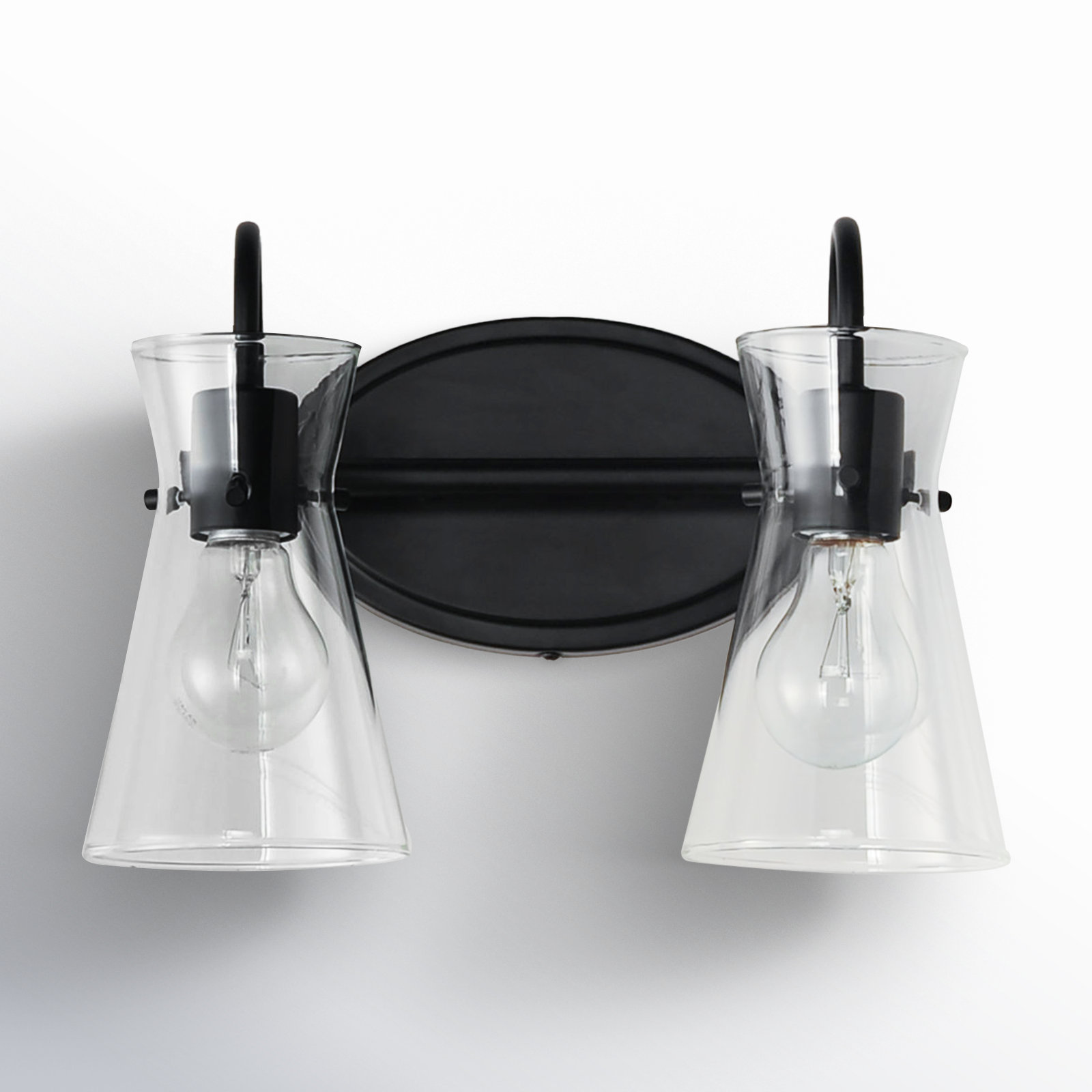 2 Light Transparent Dimmable Vanity Light, Black