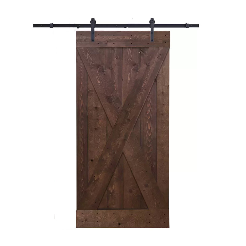 Porte de grange noueux en bois avec panneau avec quincaillerie d’installation