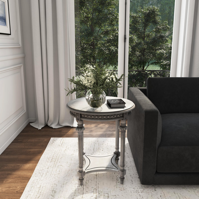 Hellinger Round End Table, Gray