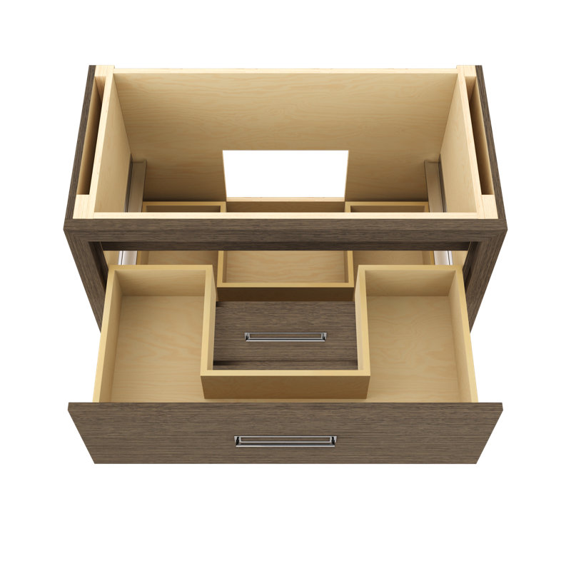 Avalon Two-Drawer Single Bath Vanity, Smoked Modern, Polished Chrome, 42"