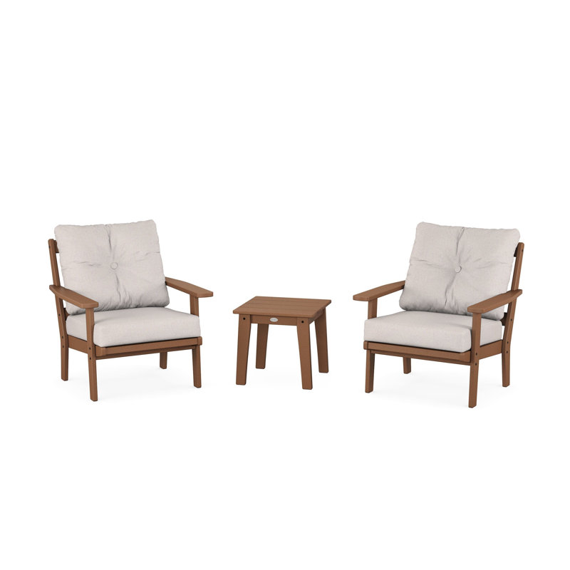 Ensemble de conversation avec coussins 3 pièces Oxford, Revolution® toile de jute dune, Teck