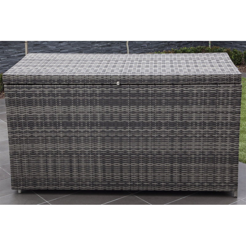 Coffre de terrasse en osier résistant à l'eau 265 gallons, H 37,4 po x l 66,93 po x P 30,31 po, Gris