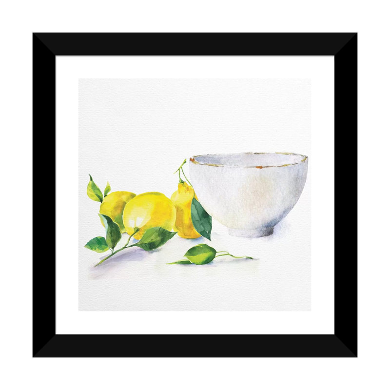 «Lemon Bowl» par Nikki Chu - impression, Cadre noir, H 24 po x l 24 po x p 1 po