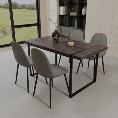 Modern Black Mdf Dining Table Sets With Chairs, Industrial Kitchen Furniture