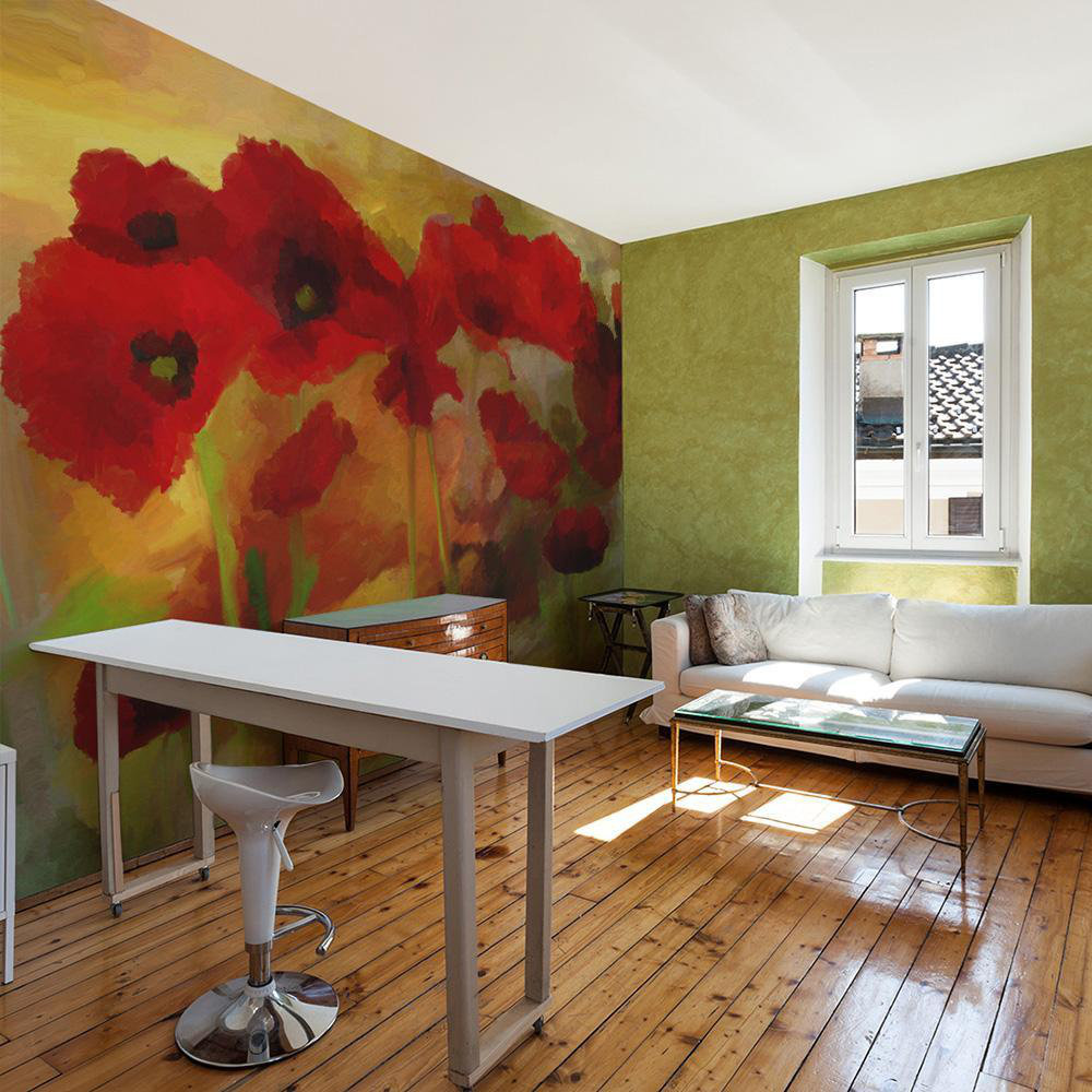 Red Barrel Studio Kanna Poppies in Warm Tone Smooth Wall Mural ...