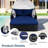 2-Person Patio Daybed with Adjustable Canopy, PE Rattan Daybed, Navy Blue Cushions