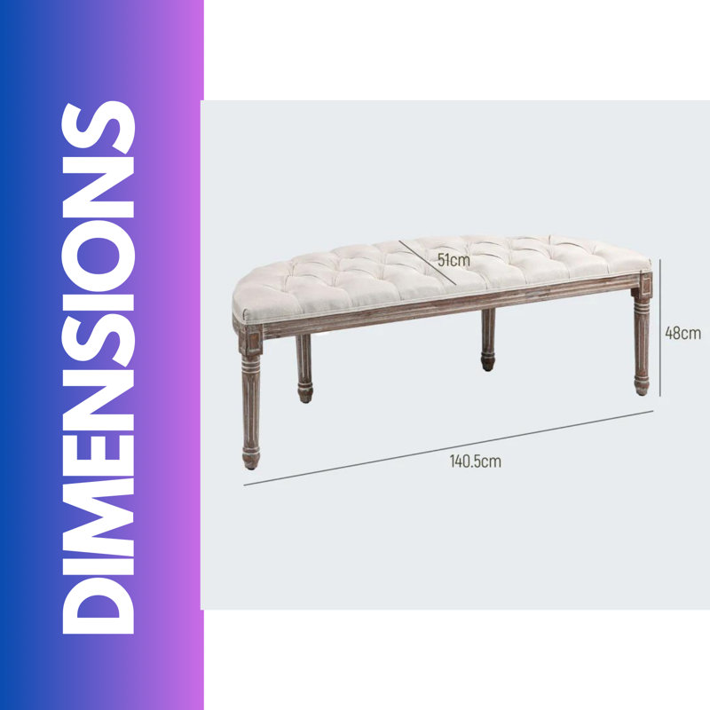 Upholstered Bench, Cream
