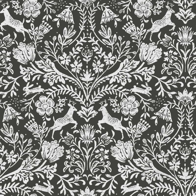 Rouleau de papier peint lisse L 33 pi x l 20,5 po Anala Amaj, Gris anthracite