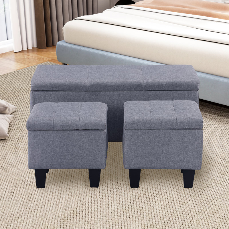 Repose-pieds de rangement rectangulaire capitonné de 38,6 po de largeur