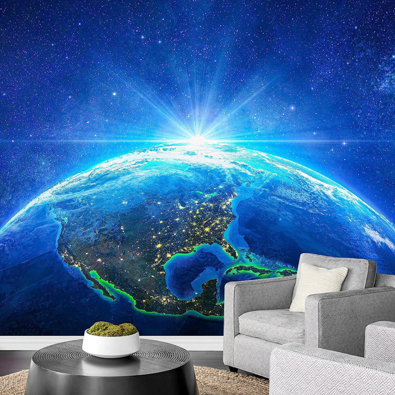 Planet In Outer Space Galaxy Peel & Stick Clear Border, 100" L x 144" W